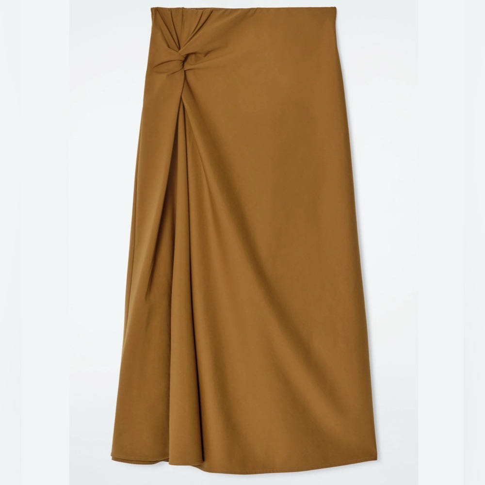 COS Camel Midi Skirt with Knot Detail
